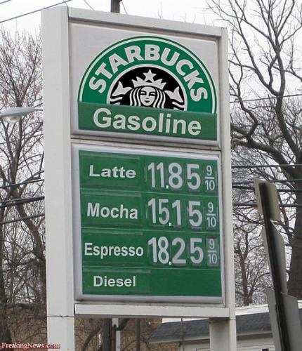 Starbucks Gasoline ... Latte ... Mocha ... Espresso