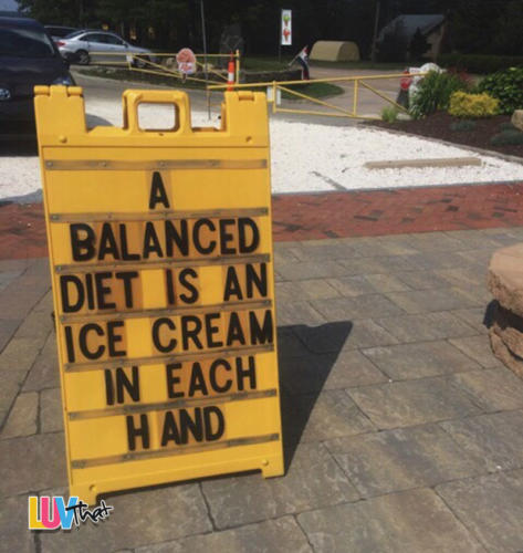 A balance diet is an ice cream in both hands.